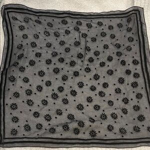 Black Sheer Floral Scarf with velvet embossed flowers and border